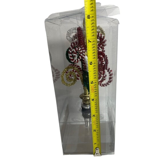 Pier 1 Beaded Christmas Star Topped Spiral Tree Wine Bottle Stopper Gold - Picture 3 of 8